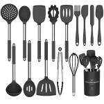 15-Piece Silicone Cooking Utensil Set with Stainless Steel Handles