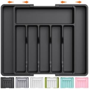 Lifewit Expandable Silverware Drawer Organizer - Black