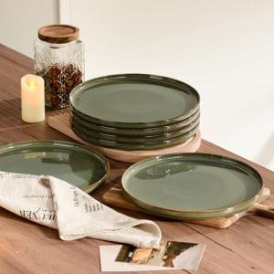 Hesinco 11-Inch Olive Ceramic Dinner Plates Set