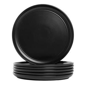 Set of 6 Matte Black 10.5" Dinner Plates