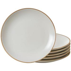 6-Piece Vanilla White Ceramic Dinner Plate Set