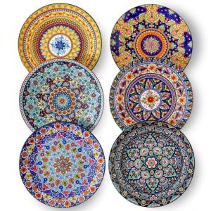 Colorful 10.5 Inch Ceramic Dinner Plates Set of 6