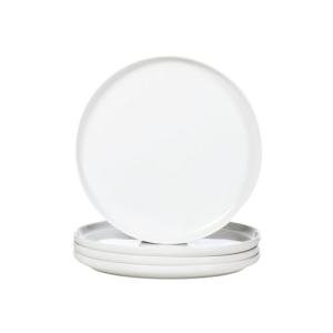White Ceramic Dinner Plates Set of 4, 10.5 inch