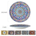 Colorful 10.5 Inch Ceramic Dinner Plates Set of 6