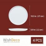 White Ceramic Dinner Plates Set of 4, 10.5 inch