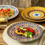 Colorful 10.5 Inch Ceramic Dinner Plates Set of 6