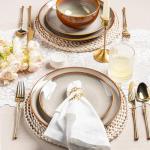 LERATIO 10.5 Inch Handmade Ceramic Dinner Plate Set