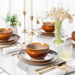 LERATIO 10.5 Inch Handmade Ceramic Dinner Plate Set