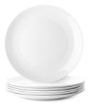 White Porcelain Dinner Plates Set of 6 - 10.5 Inch