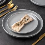 AmorArc Grey Ceramic Dinner Plates Set of 6