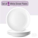 White Porcelain Dinner Plates Set of 6 - 10.5 Inch