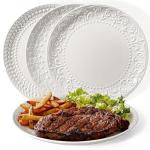 Set of 4 Modern White Ceramic Dinner Plates