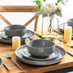 AmorArc Grey Ceramic Dinner Plates Set of 6