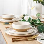 Handpainted Ceramic Dinnerware Set with Rustic Underside