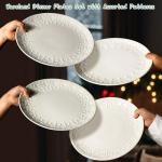 Set of 4 Modern White Ceramic Dinner Plates