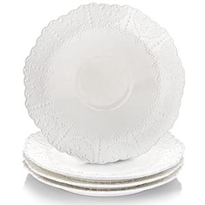 AVLA 4 Pack Large White Ceramic Dinner Plates