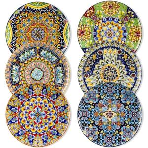 Colorful Ceramic Dinner Plates Set of 6