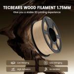 TECBEARS Walnut Wood PLA Filament, 1kg Spool