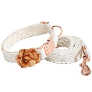 Medium Dog Collar and Leash Set with Flowers