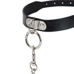 Vintage Black Leather Choker Collar and Leash Set