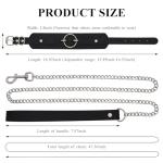 KISSHAKE Black Leather Dog Collar and Leash Set
