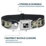 Dollar Bills Seatbelt Collar for Dogs 15-26 Inch