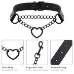 Black Leather Choker Necklace and Leash Set