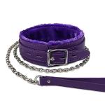 Purple Gothic Leather Choker Collar with Leash