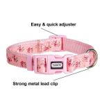 YUDOTE Floral Pink Dog Collar and Leash Set