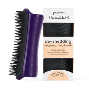 De-Shedding Dog Grooming Brush in Purple/Grey