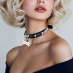 Luxury Adjustable Pu Leather Pet Collar and Leash