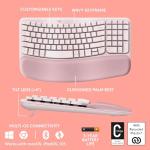 Logitech Wave Wireless Ergonomic Keyboard - Rose