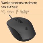 HP 150 Wired Ergonomic Mouse with 1600 DPI