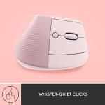 Logitech Lift Wireless Vertical Ergonomic Mouse - Rose