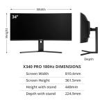 PRISM+ X340 Pro 34" Curved 180Hz Gaming Monitor