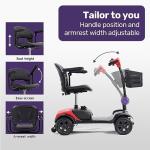 SmartRider Folding Electric Mobility Scooter, Black/Red
