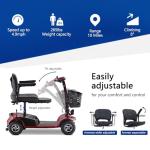 Portable 4-Wheel Folding Mobility Scooter with LED