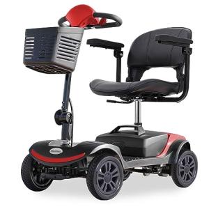 SmartRider Folding Electric Mobility Scooter, Black/Red
