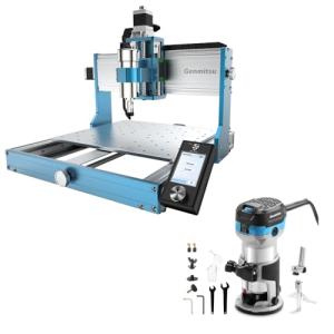 Genmitsu 3030-PROVer MAX CNC Machine & Compatible 1.25HP 65mm Diameter Palm Trimmer Router