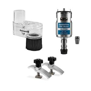Genmitsu Upgraded Cuts CNC Accessories Kit for 3018 Series CNC Machine, Includes GS-775M 20000RPM Spindle Motor, CNC Dust Shoe and T-Track Mini Hold Down Clamps