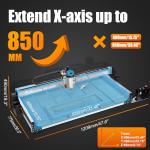 HoLivoCrt 8540 CNC Router Machine, 3-Axis Desktop Engraver with 800W Trimmer & 300W GRBL Spindle, ER11 Collet, Linear Rail, ±0.1mm Precision, 850x400x85mm Working Area for Wood Acrylic Aluminum PCB