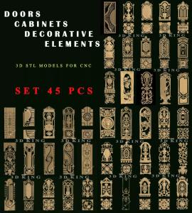 45 Pcs STL 3D Models CABINETS DECORATIONS for CNC Router Engraver Carving Aspire