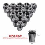 15pcs ER20 Collet Set 1 to 13mm Metric Spring Collets CNC Milling Lathe Tool Holder Accessories for Engraving Machine Router Workholding Kit