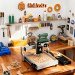 HoLivoCrt 3-Axis CNC Router Machine, Desktop Engraver with 500W Spindle, 16mm Ball Screws, Dual Linear Rails for Wood Acrylic Aluminum PCB（Includes 10 accessories）