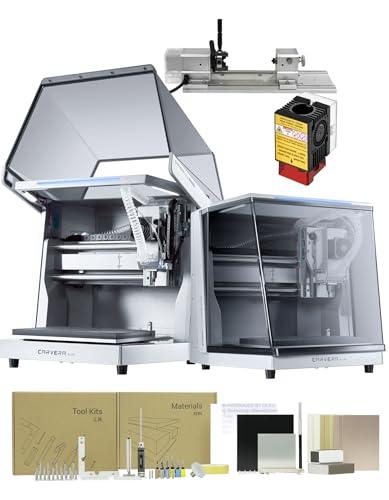 Carvera Air Desktop CNC Machine with 4th Axis and Add-on Module by Makera, Compact Enclosed Mini CNC Router, Quick Tool Changer Closed-Loop Control, User-Friendly CAM for Milling,Cutting, DIY, Crafts