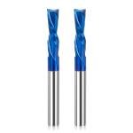 LUNYEE 2 PCS Downcut Spiral Router Bits 1/4 inch Shank, 1/4 inch Cutting Diameter Solid Carbide with Nano Blue Coating CNC Router Bits End Mill for Wood Carving, Cutting