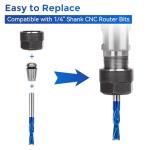 LUNYEE 2 PCS Downcut Spiral Router Bits 1/4 inch Shank, 1/4 inch Cutting Diameter Solid Carbide with Nano Blue Coating CNC Router Bits End Mill for Wood Carving, Cutting