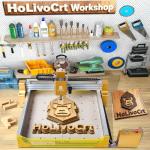 HoLivoCrt Desktop 3-Axis CNC Router, 500W Spindle, 16mm Ball Screw, Dust-Proof XYZ, Z-Axis Linear Rails, 32-Bit GRBL Controller, 15.7"x15.7" Working Area for Wood Acrylic Aluminum PCB