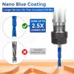 LUNYEE 2 PCS Downcut Spiral Router Bits 1/4 inch Shank, 1/4 inch Cutting Diameter Solid Carbide with Nano Blue Coating CNC Router Bits End Mill for Wood Carving, Cutting