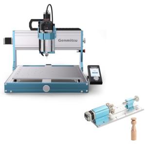 Genmitsu 3030-PROVer MAX CNC Router Machine + 4th Axis Rotary Module Kit, 4 Jaw Chuck, 10:1 Speed Reducer, Clamped Range: Length 10-200mm